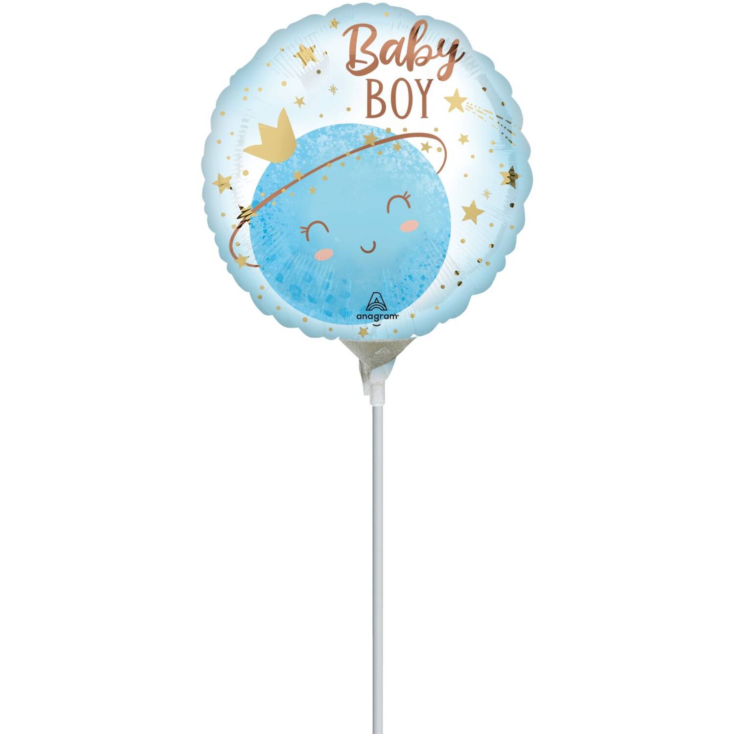 Foil Balloon - Mini - "Baby BOY" - Small Moon - Blue - 23 cm